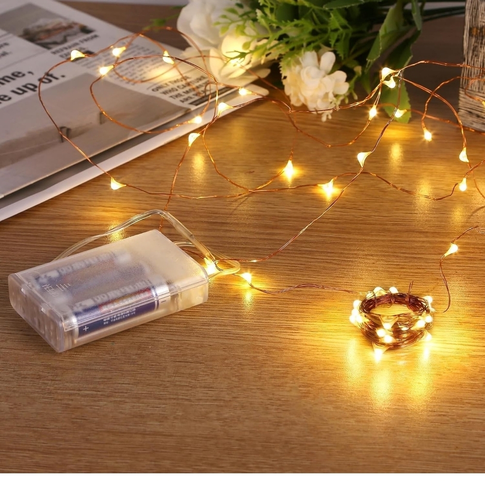 Battery Operated  White Copper LED Fairy Lights - Home Party Supplies
